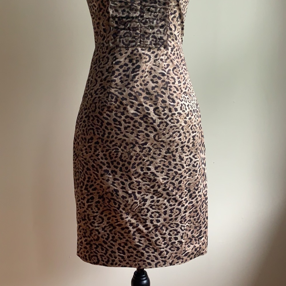 Elie Tahari leapord print sheath dress ruffle 2 - Picture 7 of 11